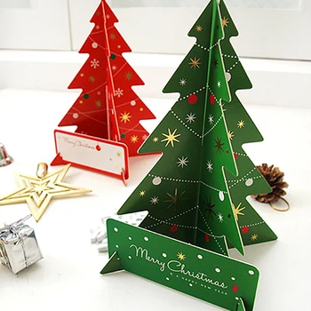 1Pc יצירתי חג המולד Cardes קישוט עץ חג המולד החורף מתנה כרטיסי ברכה חג שמח מרוקנת הזהבה DIY