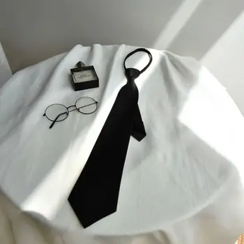 1PC מדים חדשים עניבה שחורה חליפת רוכסן עניבות פשוט עצלנים, לא-קשור הצוואר קשרים מט קליפ על עניבה לגברים נשים תלמידים יוניסקס