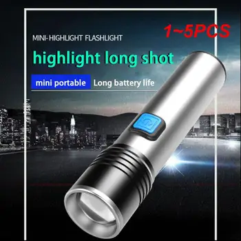 1~5PCS Zoomable סוללה מובנית XML נטענת USB פנס LED אופניים מיני אור אלומיניום עמיד למים עבור לפיד