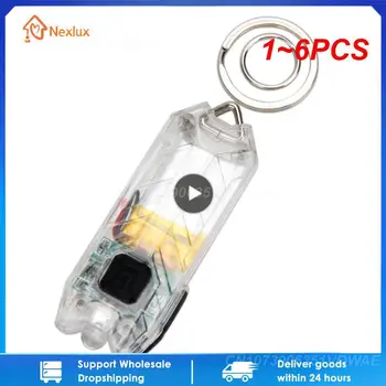 1~6PCS נטענת צינור נייד קומפקטי לפיד מחזיק מפתחות פנס טעינת USB 2 מצבי מנורה Keyring אור Mini Led חיצוני
