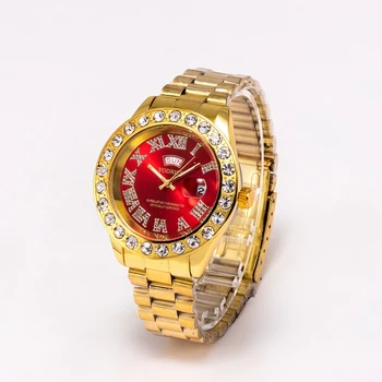2023 העליון מותג יוקרה זהב Rolej עמיד למים שעון קוורץ שעון יד לגברים יוקרה יהלום מעצב שעונים