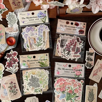 20Sheets בציר מדבקות פרח תווית DIY אלבום יומן אלבום אישי כתיבה ביומן חומר מפעל נייר אספקה