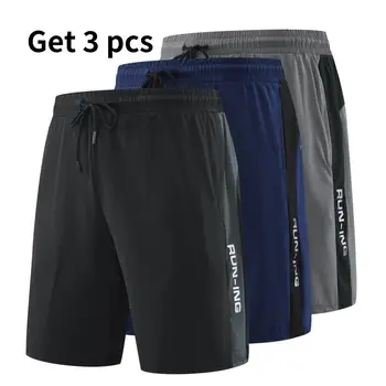 3 יח ' שחור ואפור-כחול הקיץ של גברים ספורט קצרים רוכסן כיס מכנסי ריצה זכר כושר משלוח חינם