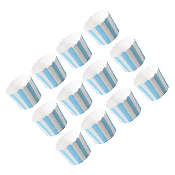 50PCS כוסות נייר כחול לבן פסים קינוח כוס נייר אניה הקאפקייקס אריזה אניה הביתה חנות