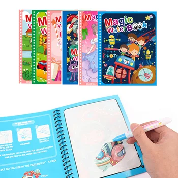 6 סוגים מונטסורי צעצועים לשימוש חוזר חוברת צביעה קסומה מים ציור ספר חושי מוקדם חינוך צעצועים לילדים, מתנת יום הולדת