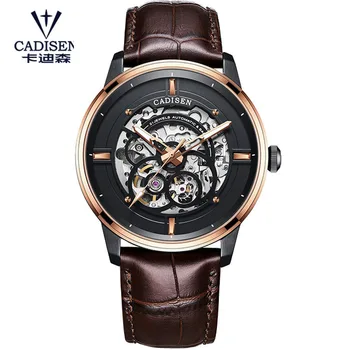 CADISEN 8161M Mens שעונים יפן MIYOTA-8N24 Movt אוטומטי שעון מכאני שעון יד יהלום אמיתי השעון ספיר זכוכית שעון