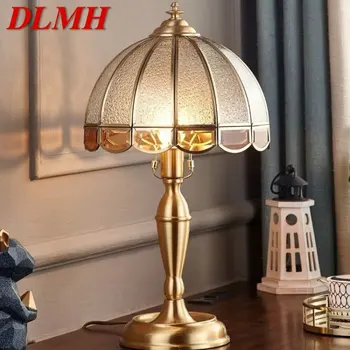DLMH מודרני פליז מנורת שולחן LED בציר יצירתי זהב יוקרתי זכוכית נחושת שולחן אור הביתה הסלון מחקר השינה
