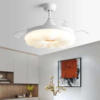 LED מודרנית מאוורר DC-מנוע מאוורר מוסתרים Llights מסעדת הסלון לחדר השינה משק הבית מאוורר חשמלי עם שלט רחוק