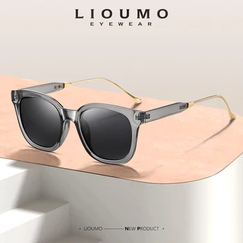 LIOUMO 2023 בציר משקפי שמש לגברים נשים מקוטב משקפי נהיגה ריבוע אפור מסגרת גוונים אופנתיים UV400 zonnebril נשים