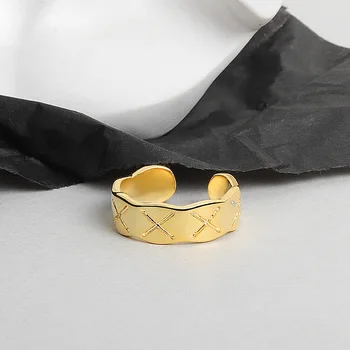 NBNB פשוטה מכתב X גל בצורת טבעת מתכווננת עבור נשים OL אופנה ילדה פתח טבעת וינטג ' נקבה מסיבת תכשיטי אצבע מתנה