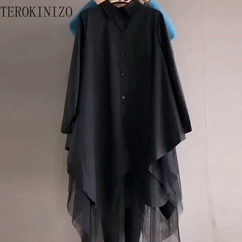 TEROKINIZO אופנת רחוב, אופנה חופשי החולצה נשים מוצק צבע שרוול ארוך חולצות מזדמנים אופנה נשית כל-התאמה Blusas Mujer