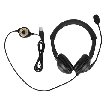 USB Wired אוזניות הפחתת רעש מחשב אוזניות עם מיקרופון לשיחה מרכז עסקים, רשת סמינר