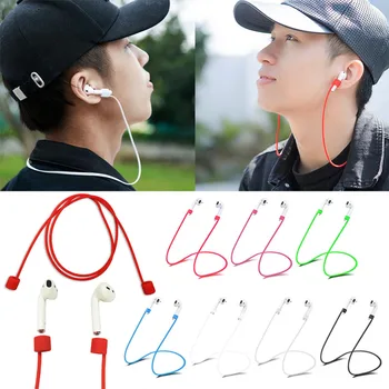 אנטי-אבוד סיליקון אוזניות חבל כבל עבור אפל AirPods Bluetooth אלחוטית לאוזניות רצועת הצוואר חוט חוט אוזניות Accessorie