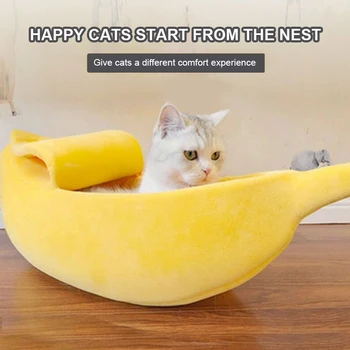 בננה חתול למיטה חתול חמוד מחצלת מיטות חמים עמיד נייד מחמד סל במלונה כרית חתול אספקה