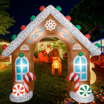 גדול חג המולד מתנפחים הקשת קישוט LED מואר בית קשת מתנפחים צעצוע גינה חיצונית עיצוב בית נופש למסיבה