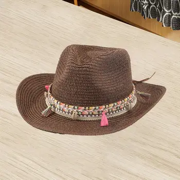 הגנה מפני השמש דק שוליים רחבים, הגברת נסיעות כובע קש אביזרי אופנה