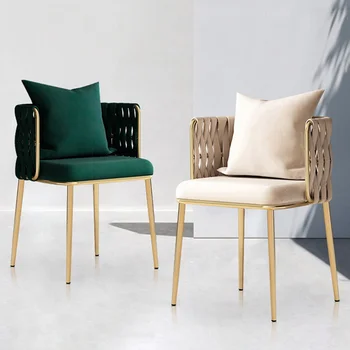 המודרני סלון כסאות מרפסת פנאי ריהוט קפה כיסא קטיפה עיצוב רך כורסה לחדר השינה ורוד איפור מניקור צואה