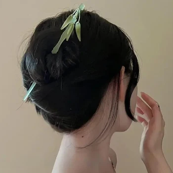 הסגנון הסיני שיער מקלות במבוק בצורת סיכות בנות Hanfu מסיבה אביזרי שיער וינטג ' לחמניית שיער מזלגות מקלות תכשיטים