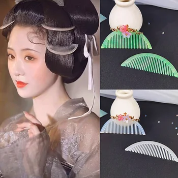 העתיקה Hanfu שיער, מסרק לשיער לנשים בסגנון סיני סהר בצורת סיכת הראש אביזרי שיער מוכנס המסרק הכובעים