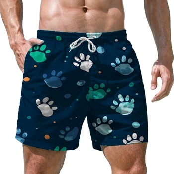 הקיץ של גברים החוף מכנסי שחייה מהיר ייבוש קצרים חתול קריקטורה 3D הדפסה קצרים החוף הוואי שרוך המכנסיים
