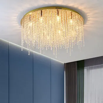 התקרה מודרני נברשת עבור סלון עגול/מרובע זהב קריסטל מנורת יוקרה עיצוב חדר השינה led קריסטל הברק