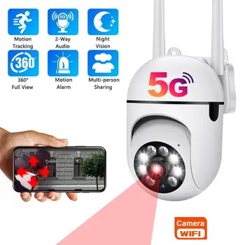 חדש 5G Wifi Survalance המצלמה הגנת אבטחה IP, מצלמת ראיית לילה זיהוי תנועה הביתה אבטחה מיני, מצלמה 2 דרך לדבר
