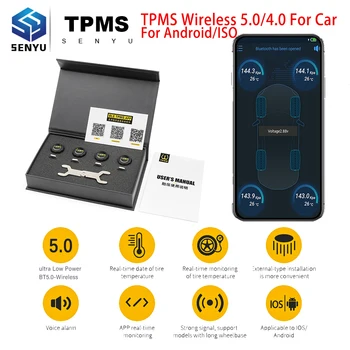 חכם TPM המכונית לחץ צמיגים Alarm System Monitor 4 חיישני טמפרטורה חכמה אזהרה BT50 עבור אנדרואיד/IOS קל להתקנה