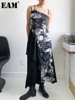 [ידה] נשים הדפס שחור סדיר זמן ספגטי רצועת שמלה חדשה ללא שרוולים מתאים רופף אופנה גאות באביב קיץ 2023 1DF6594