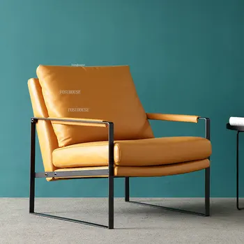 מודרני עור משענת סלון כסאות נורדי הביתה ריהוט מרפסת חיצונית ספה כסא עצלן פנאי כורסא יחיד, ספה