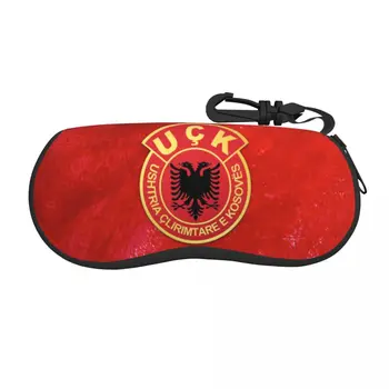 מותאם אישית קוסובו צבא השחרור זין מעטפת משקפיים תיק נסיעות הישן דגל אלבניה נשר משקפיים מקרה משקפי שמש מגן תיבת