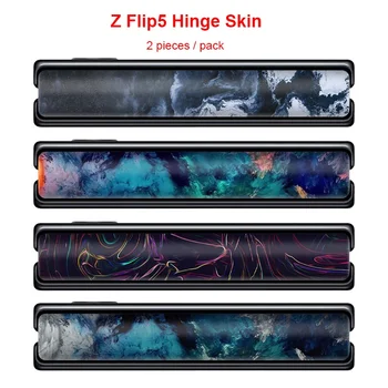 מסנוור ציר העור עבור Samsung Galaxy Z Flip 5 4 3 תופעות סרט מגן מכסה Flip5 3M הגבול לעטוף צבעוני הגנה מדבקה