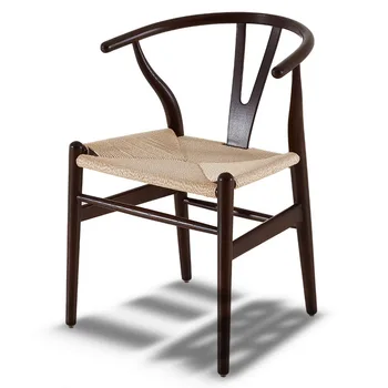 נורדי קש אוכל עץ מלא על הכסא בבית צואה homestay מלון מעצבים האוכל הכיסא המודרני Y הכיסא