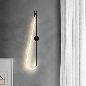 סקנדינבי מינימליסטי אור קישוט יוקרה מנורת קיר חדר השינה ליד המיטה בסלון טלוויזיה רקע קיר רצועה ארוכה אווירה המנורה