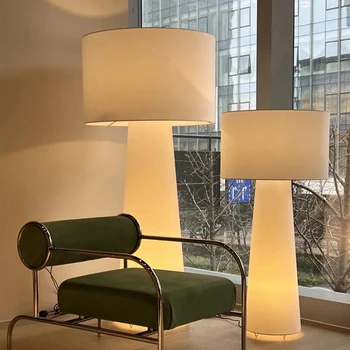 סקנדינבי מינימליסטי הוואבי סאבי שמנת בסגנון בד Led מנורת רצפה בסלון חדר שינה עיצוב הבית הספה בפינה עומד שולחן אור