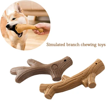 ענף עץ הכלב לועס מחמד לעיסה, צעצועי עץ אמיתי אבקה + PP הכלב אינטראקטיבי צעצוע לעיסה עץ עם מקלות בטעם המקורי