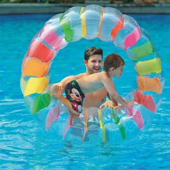 צבעוני מתנפח מים שעשועים גלגל רולר לצוף גלגול ענק לילדים בריכת שחייה צעצוע זוחל גלגיליות צעצוע צף הסיפון