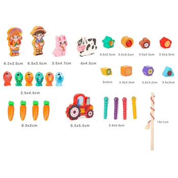 צבעים צעצוע מעץ צורה התאמה קוגניטיבי דיג מושך גזר מונטסורי עבור ילדים בגיל הרך בגן הילדים מתנות גילאי 3+