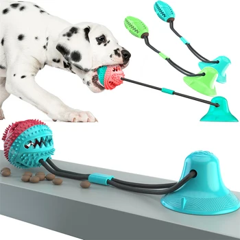 צעצועים לכלב ללעוס טאג צעצועים גור חבל הכדור למשוך צעצוע עם כוס יניקה ללעוס ביס ניקוי שיניים גומי מברשת שיניים האכלה ציוד לחיות מחמד