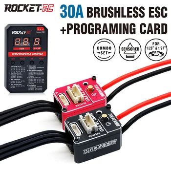 רוקט-RC 30A Brushless ESC עם LED תכנות כרטיס משולב מיני 28 Pro 2S LiPo בק 3א 6V/7.4 V עבור 1/28 1/27 RC המכונית שדרוגים