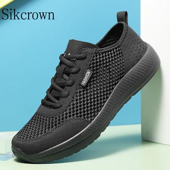 שחור רשת נעלי ספורט לגברים גודל 46 לנשימה גברים מזדמנים נעלי Non-להחליק זכר נעלי טניס קיץ נעלי הליכה חיצוני