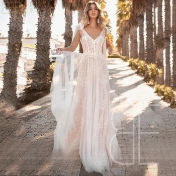 שמפניה אלבום חתונה אזרחית כלה שמלה מתוקה קו-זמן שמלות עבור נשים אלגנטי, יפה שמלות כלה