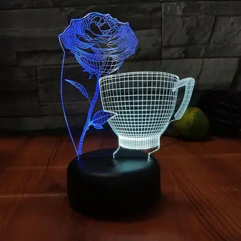 תה שפה חשיבה 3d חזותי אור יצירתי 7 צבע מגע טעינה מנורת שולחן Led סטריאו Gifttable המנורה במשך השינה.